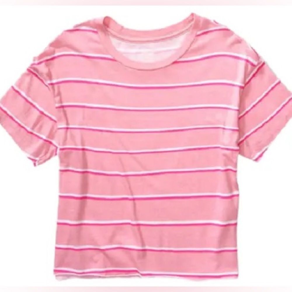 Victoria’s Secret PINK Striped Crop Top Short sleeve T shirt Large